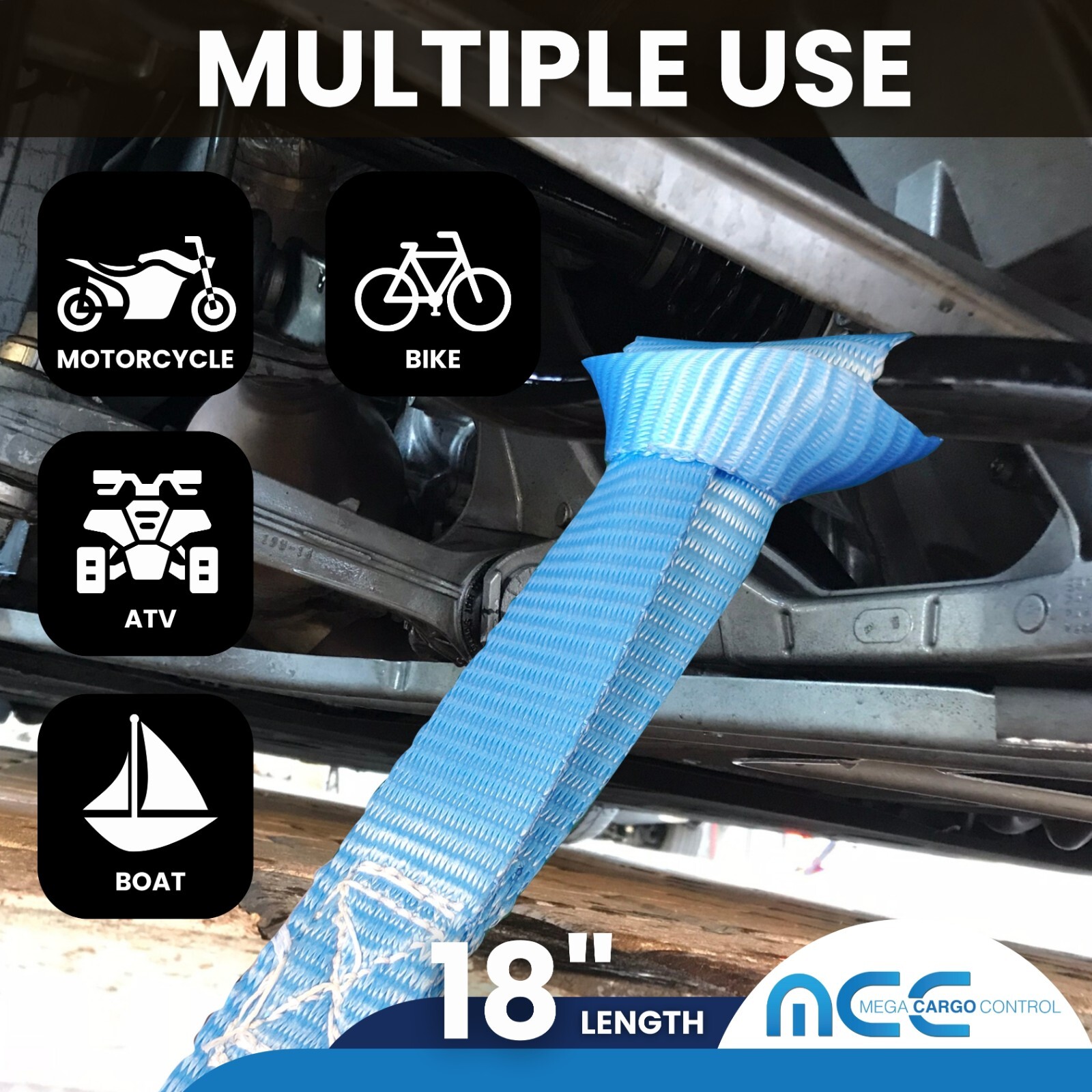 USA 8 Pack Heavy Duty 18" Soft Loop Tie Down Strap Motorcycle Dirt-Bike ATV UTV