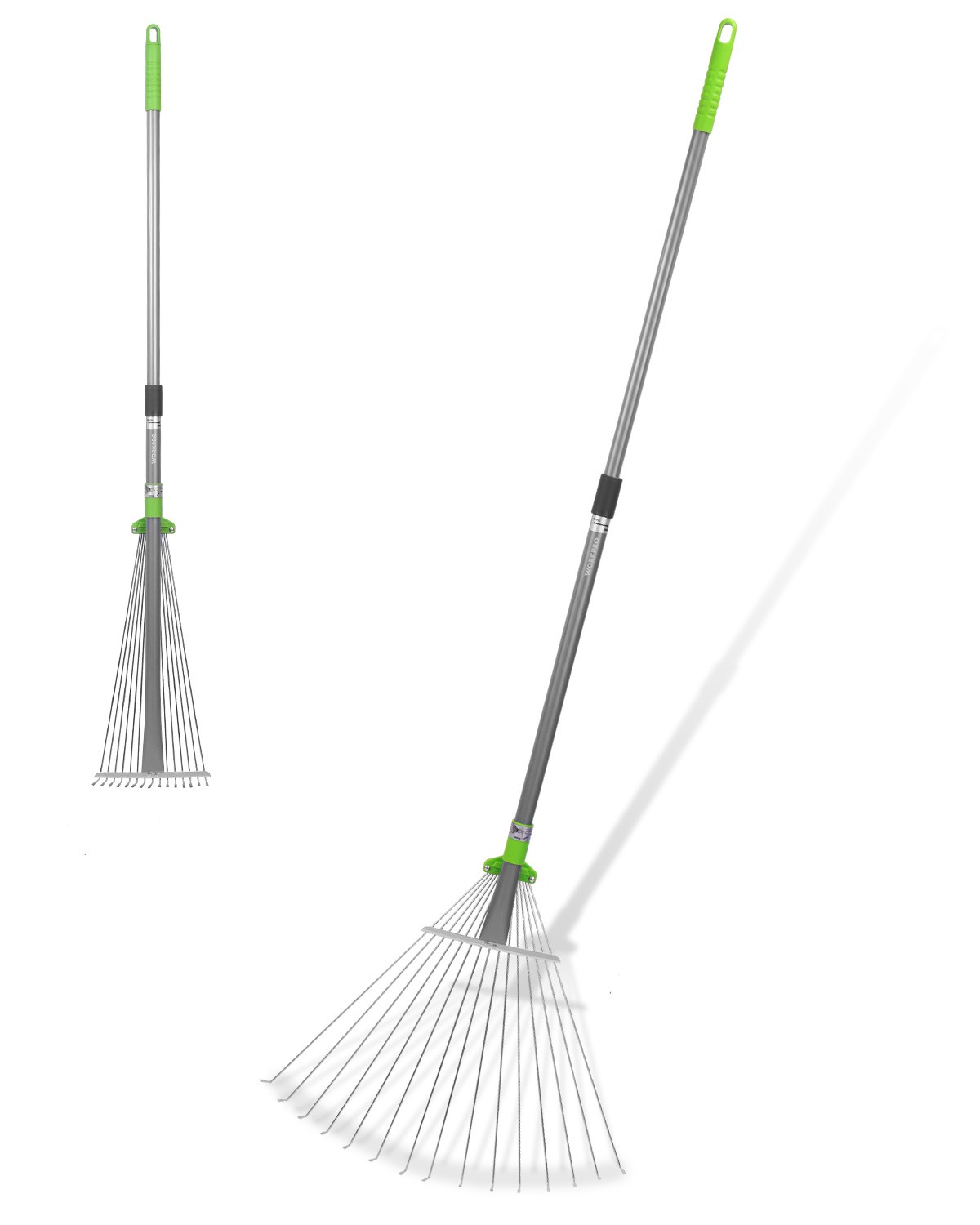 WORKPRO Adjustable Metal Garden Rake Collapsible & Telescopic Long Handle 32-63"