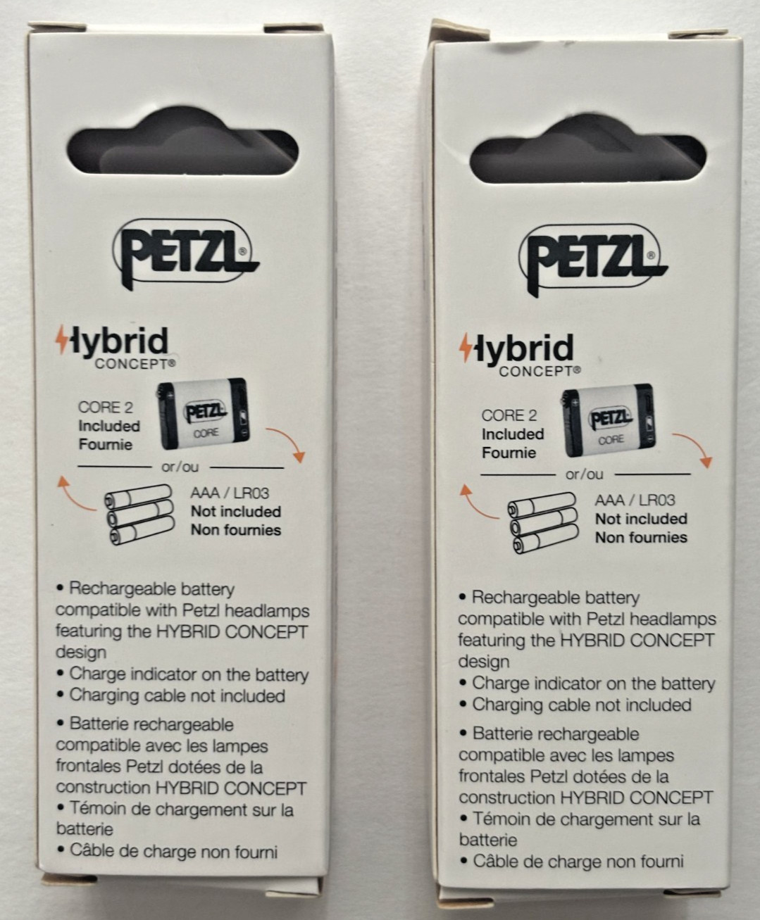Petzl Core 2 Headlamp USB-C Rechargeable Lithium Hybrid System Batteries 2x NEW!