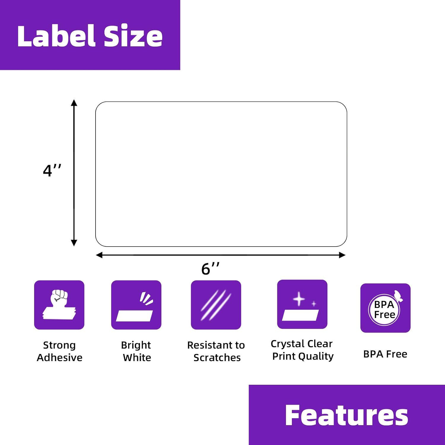 500 4" x 6" Fanfold Direct Thermal Shipping Labels Perforated for Zebra & Rollo