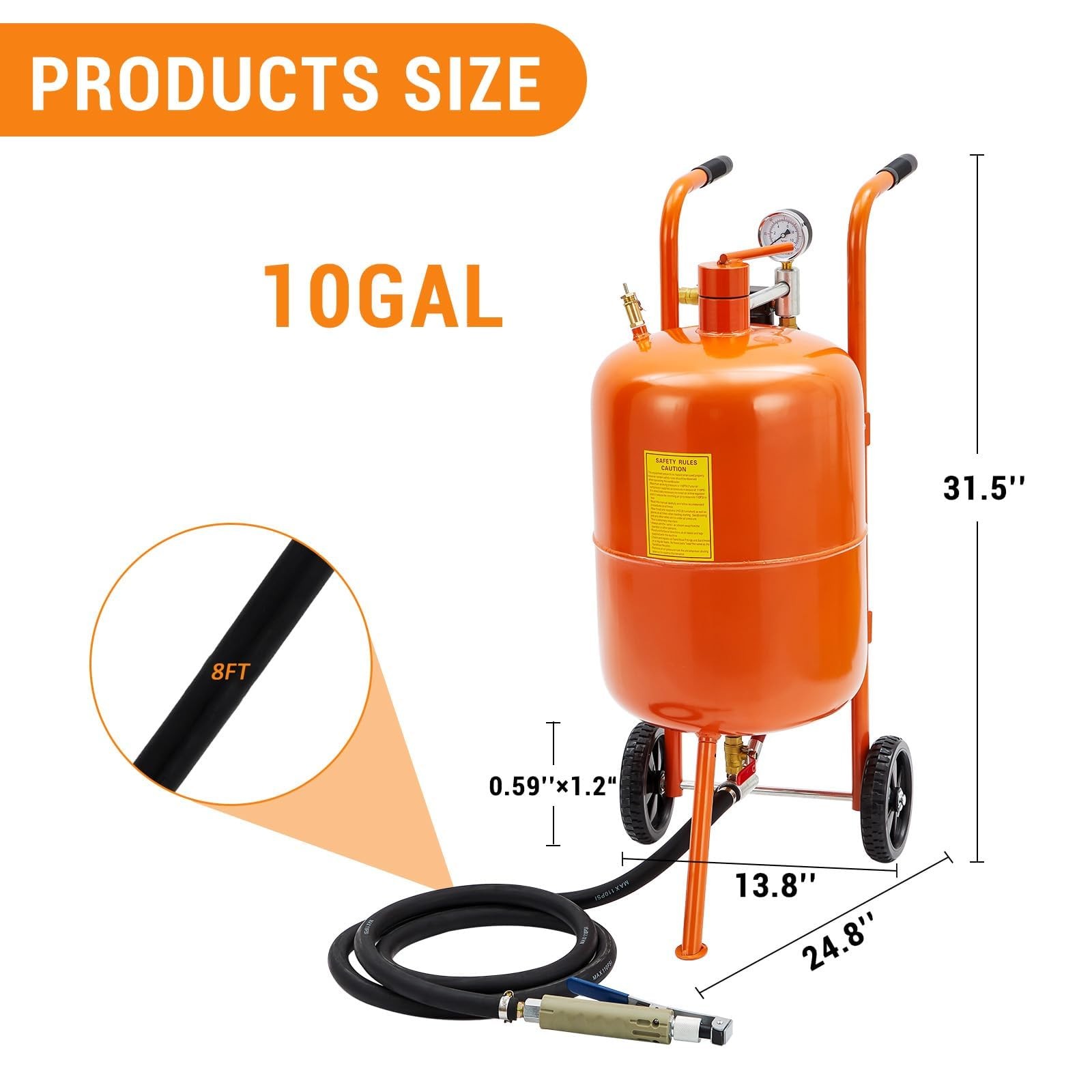 10Gallon Sandblaster 125PSI Pressure Air Sand Blasting Portable Abrasive Blaster