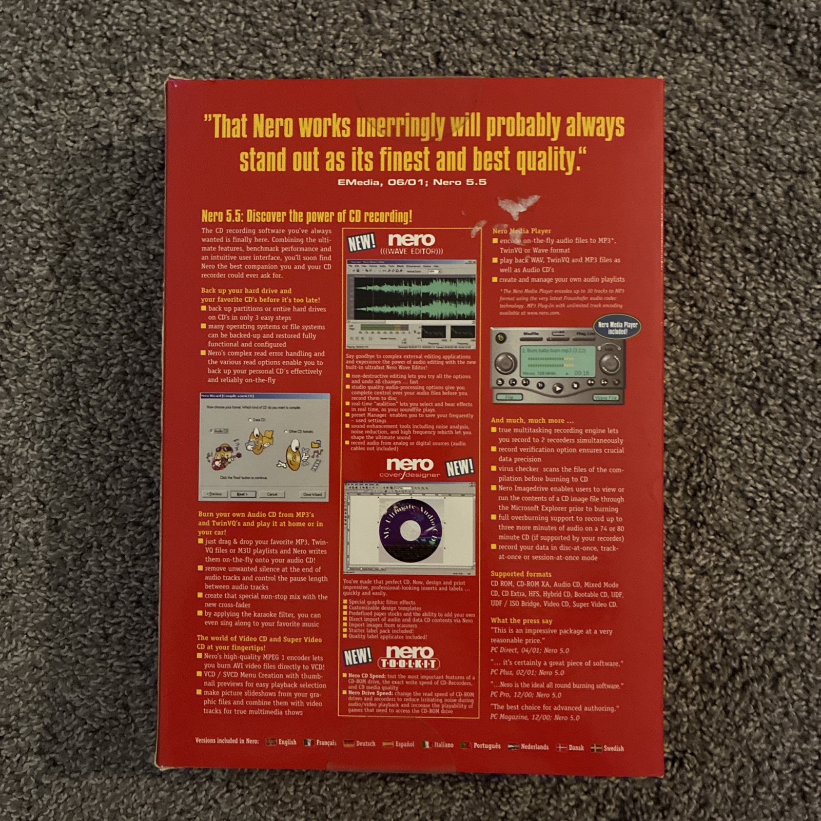 Nero 5 Burning Rom CD/DVD Software CIB Disc, Book and Code.