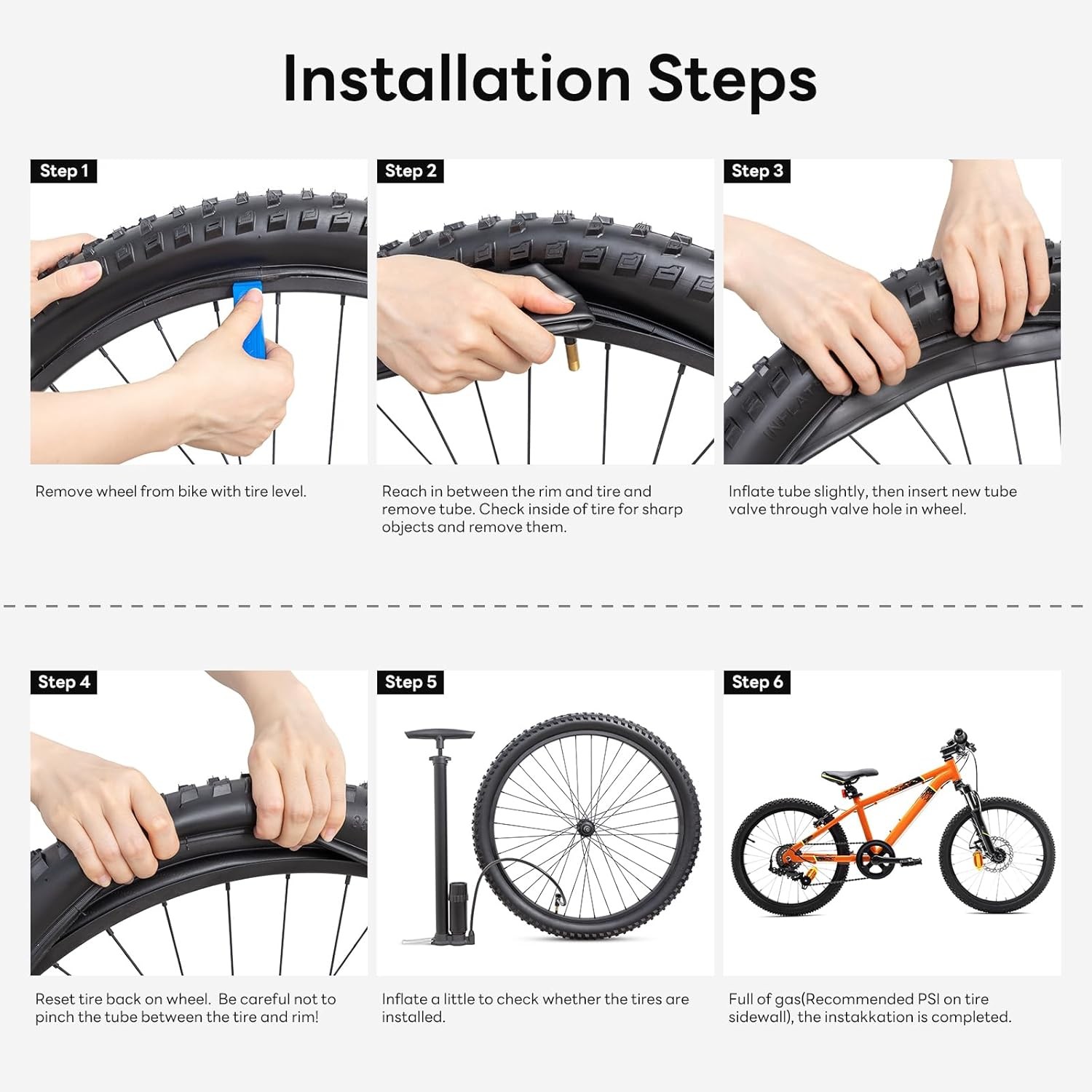 2PACK Fat Tire Ebike Tubes 20 X 4.0 Bike Inner Tube Schrader Valve 20" X 4"