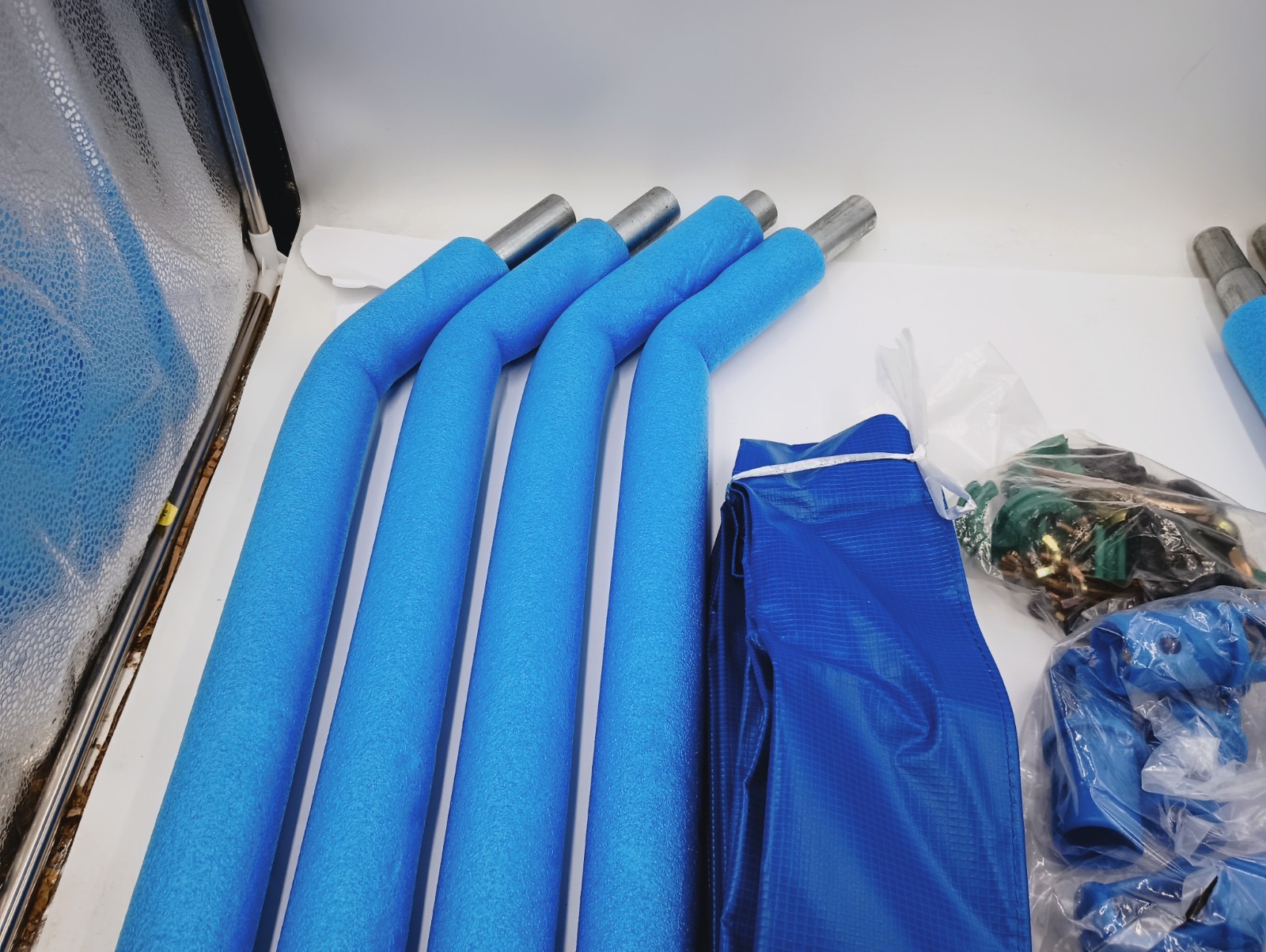 UPPER BOUNCE TRAMPOLINE SAFETY ENCLOSURE CURVED 4 POLES & HARDWARE SET (NO NET)