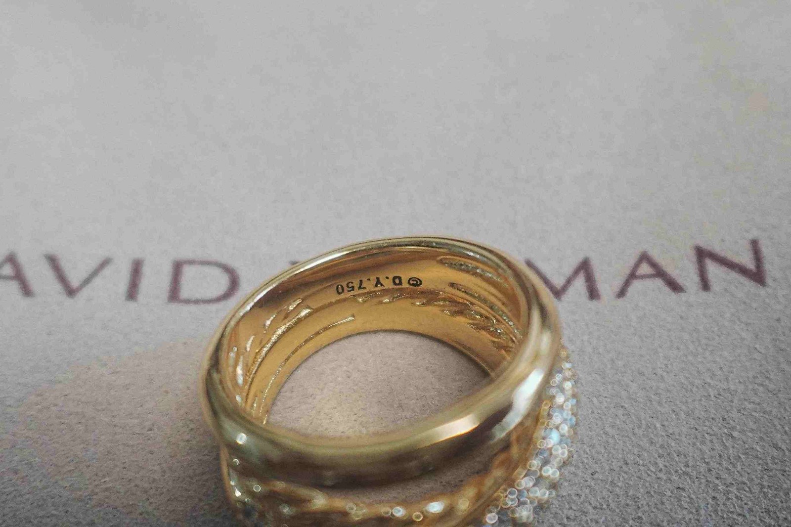 New&DavldYurman5Row&Crossover&Ring&18K&Yellow Gold Pavé Diamond US*8