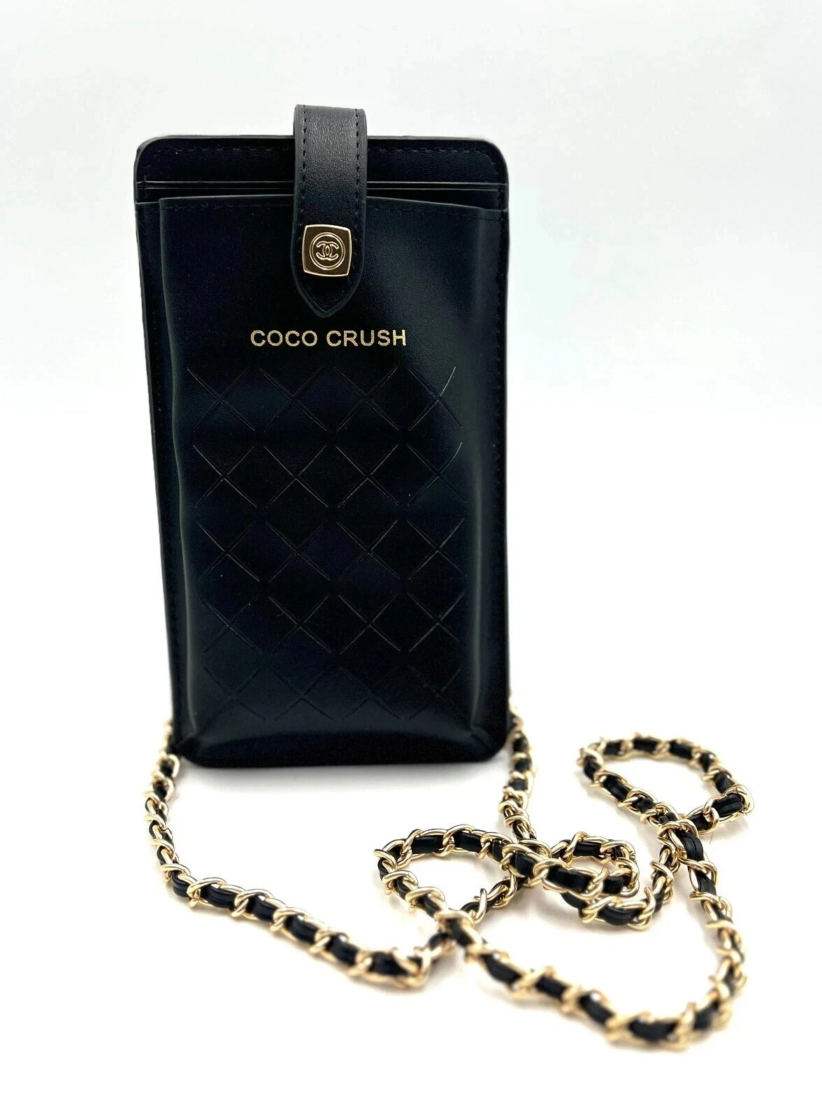 Chanel Beauty phone Makeup Coin Case Bag with Chain ~ Black