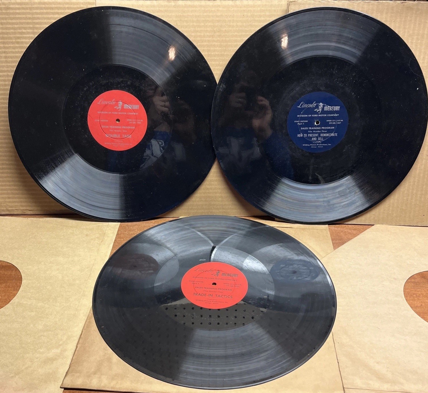 Ford Lincoln Mercury Sales Training 16” Transcription Records with Case