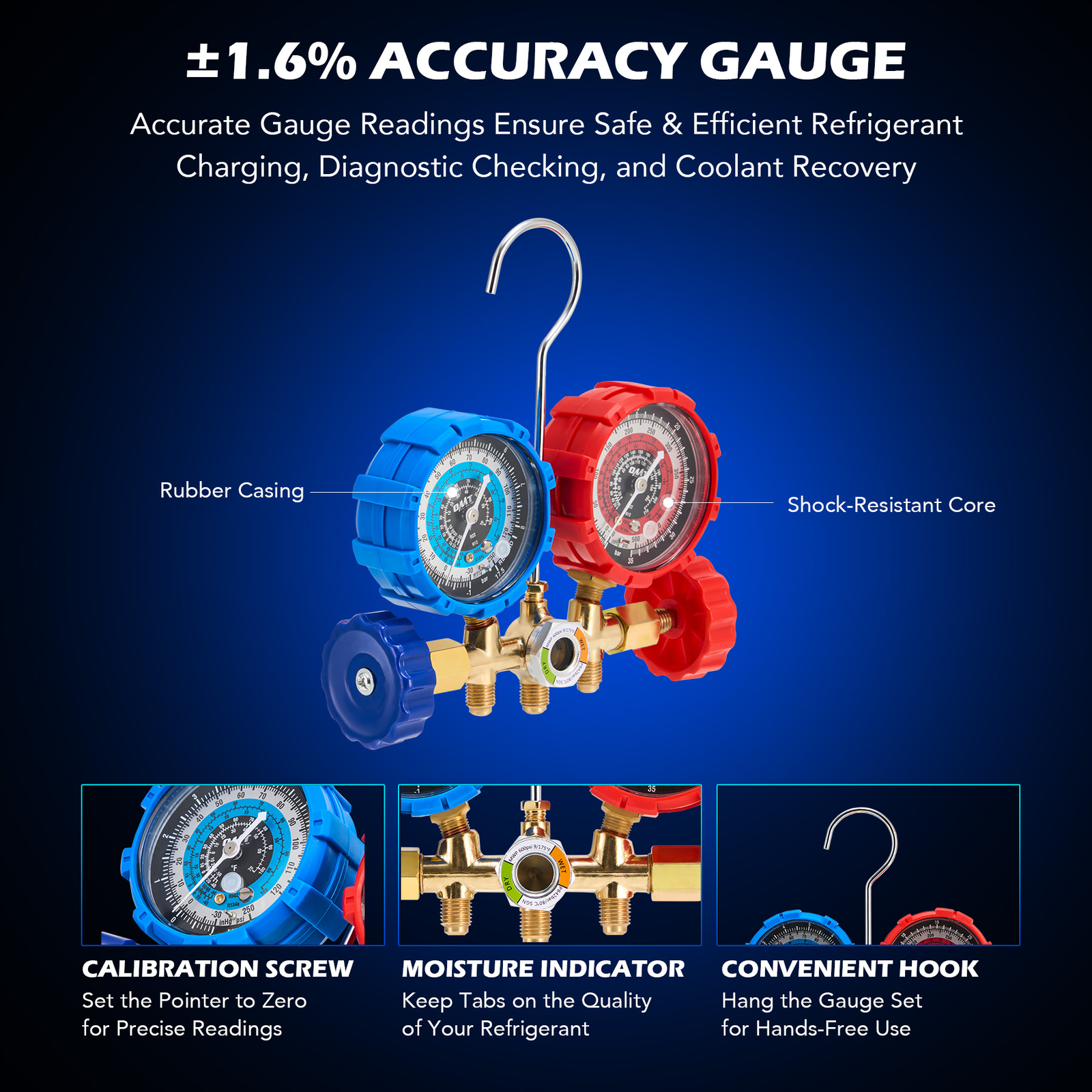 OMT 3.5CFM 1/4HP Combo AC Manifold Gauge Set Air Vacuum Pump for Auto Home HVAC