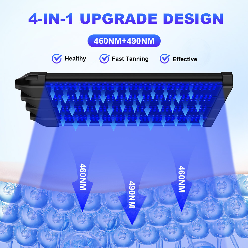 UV Tanning Lamp Facial Body Nature Bronzer Self-Tanner Light 432LED With Goggles