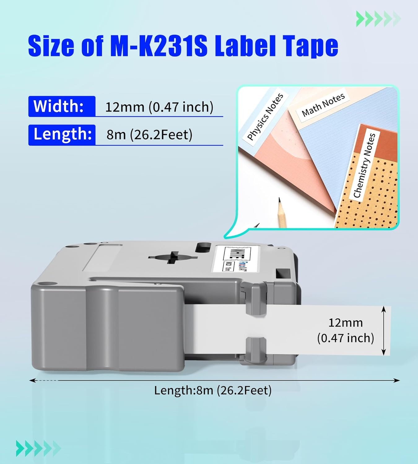 4pk Label Maker Tape 12mm 0.47 - fits Brother M-K231s P-Touch BLACK on WHITE