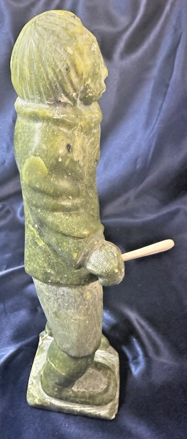 Inuit Tribal Soapstone/Serpentine Hand Carved Signed Sculpture, a Hunter Canada