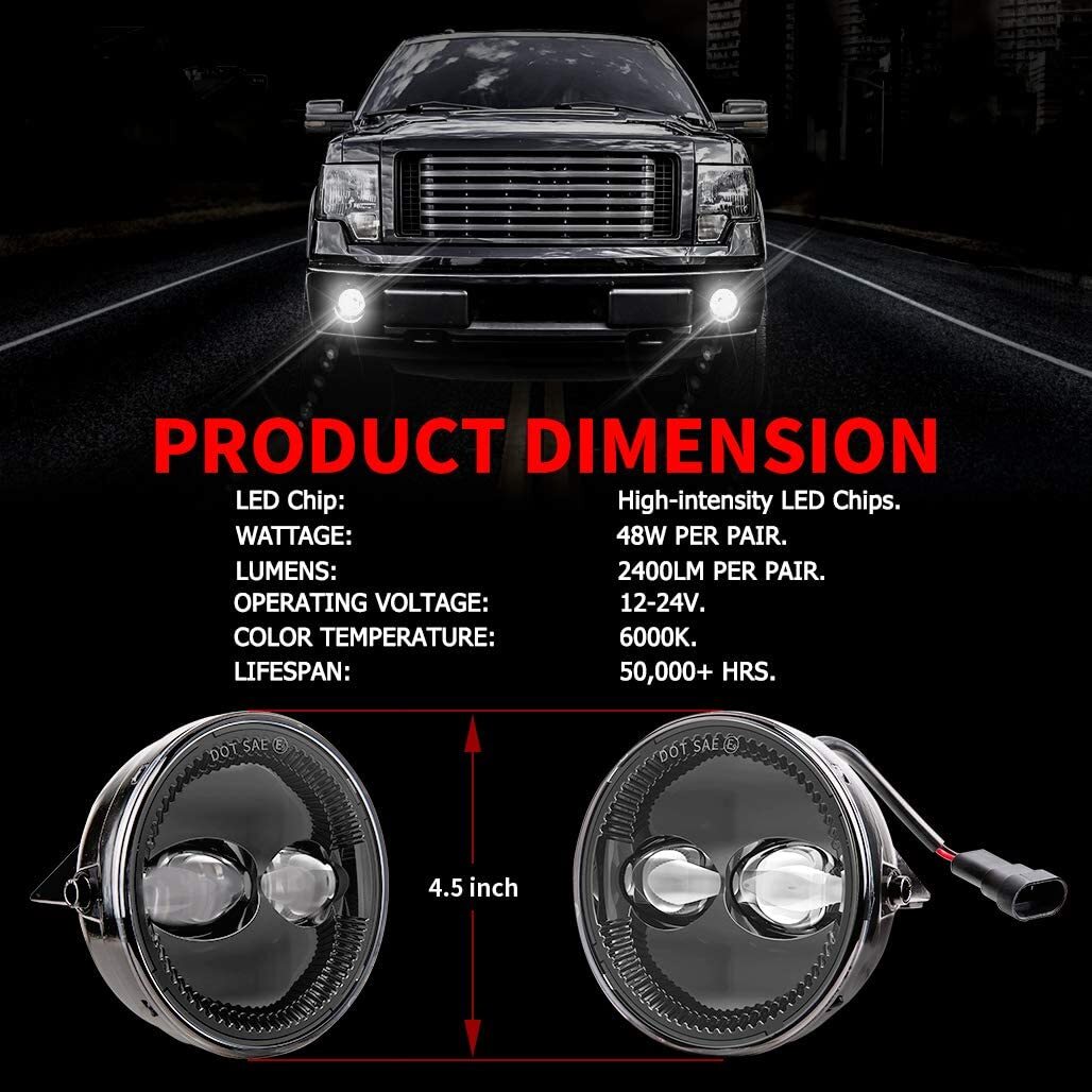 Pair Bumper LED Fog Lights Fit For Ford 2009 2010 2011 2012 2013 2014 F150
