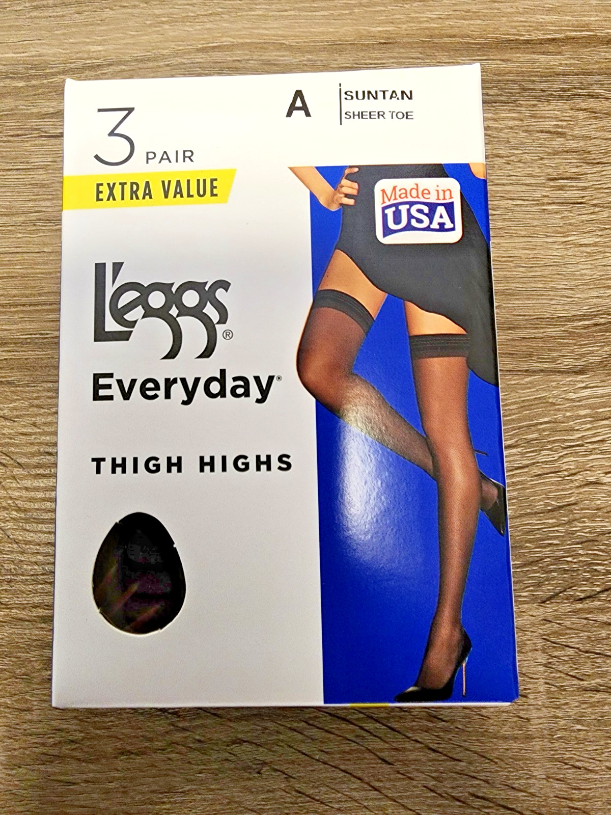 Leggs L'eggs Everyday Thigh Highs Sheer Toe Suntan Size A 3 Pairs Nylons Hosiery