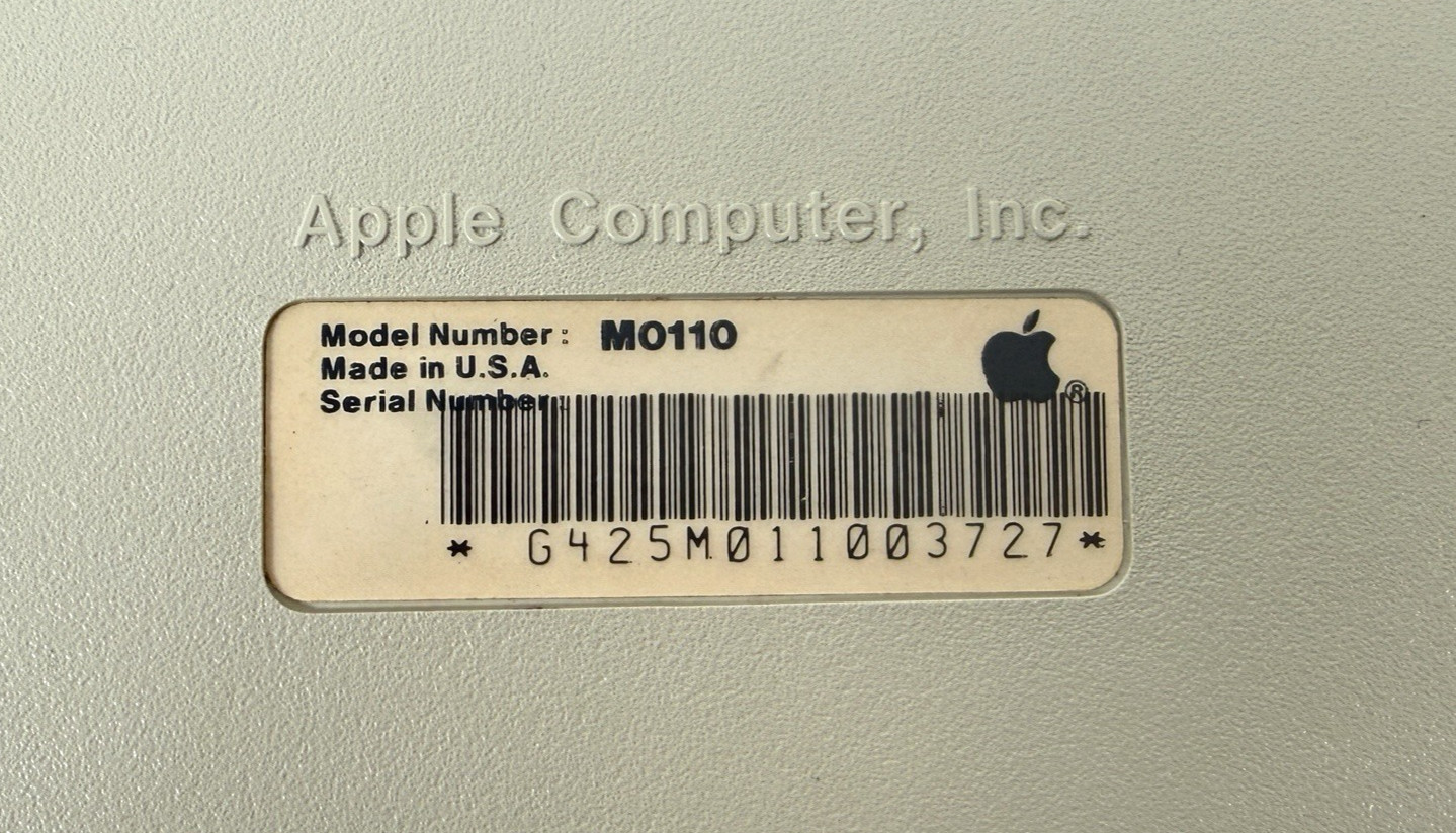 Apple Keyboard and Cable for Macintosh 128k 512k Mac Plus RARE Vintage M0110