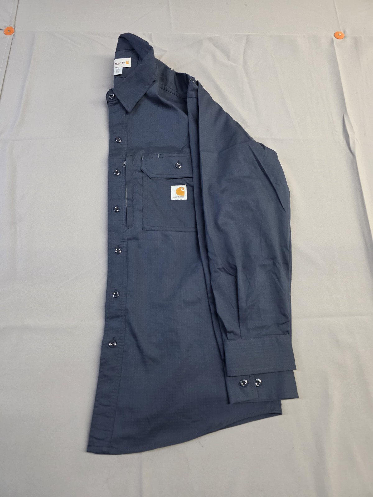 Carhartt Men's Long-Sleeve Button-Down Work Shirt Navy