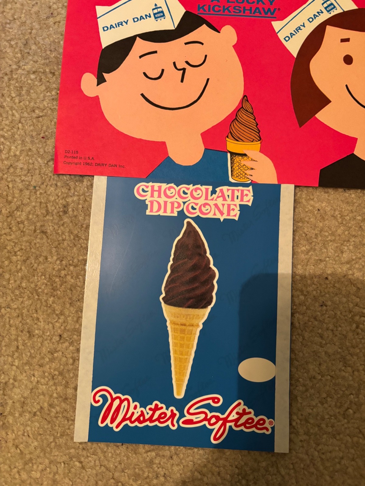 Dairy Dan & Mr. Softee Signs: Dairy Dan Lucky Cap Day & Mr. softee Window Signs