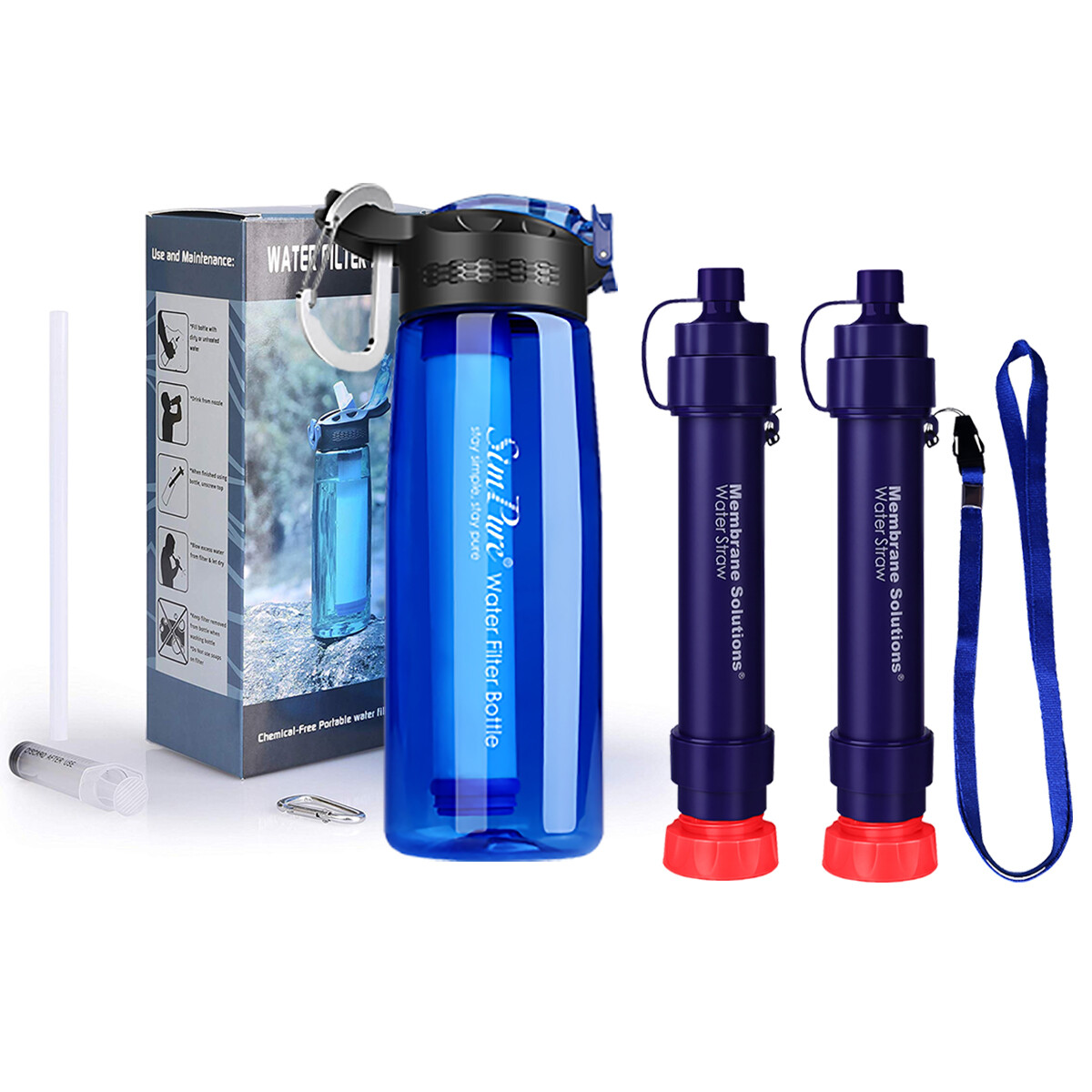Water Filter Bottle|Personal Water Filter Straw|0.1μm Ultra-Filtration 4-Stage