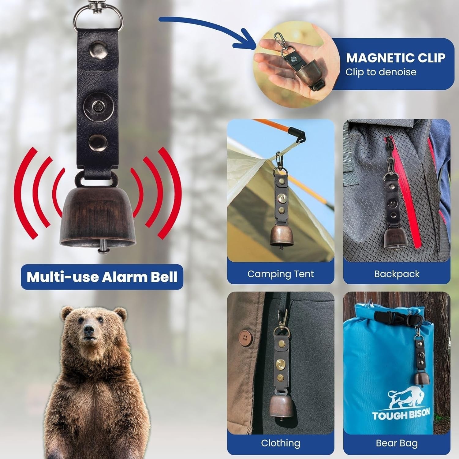 Bear Bag Hanging Kit 10L Waterproof Bear Proof Food Storage Bag, 2 Straps BLUE