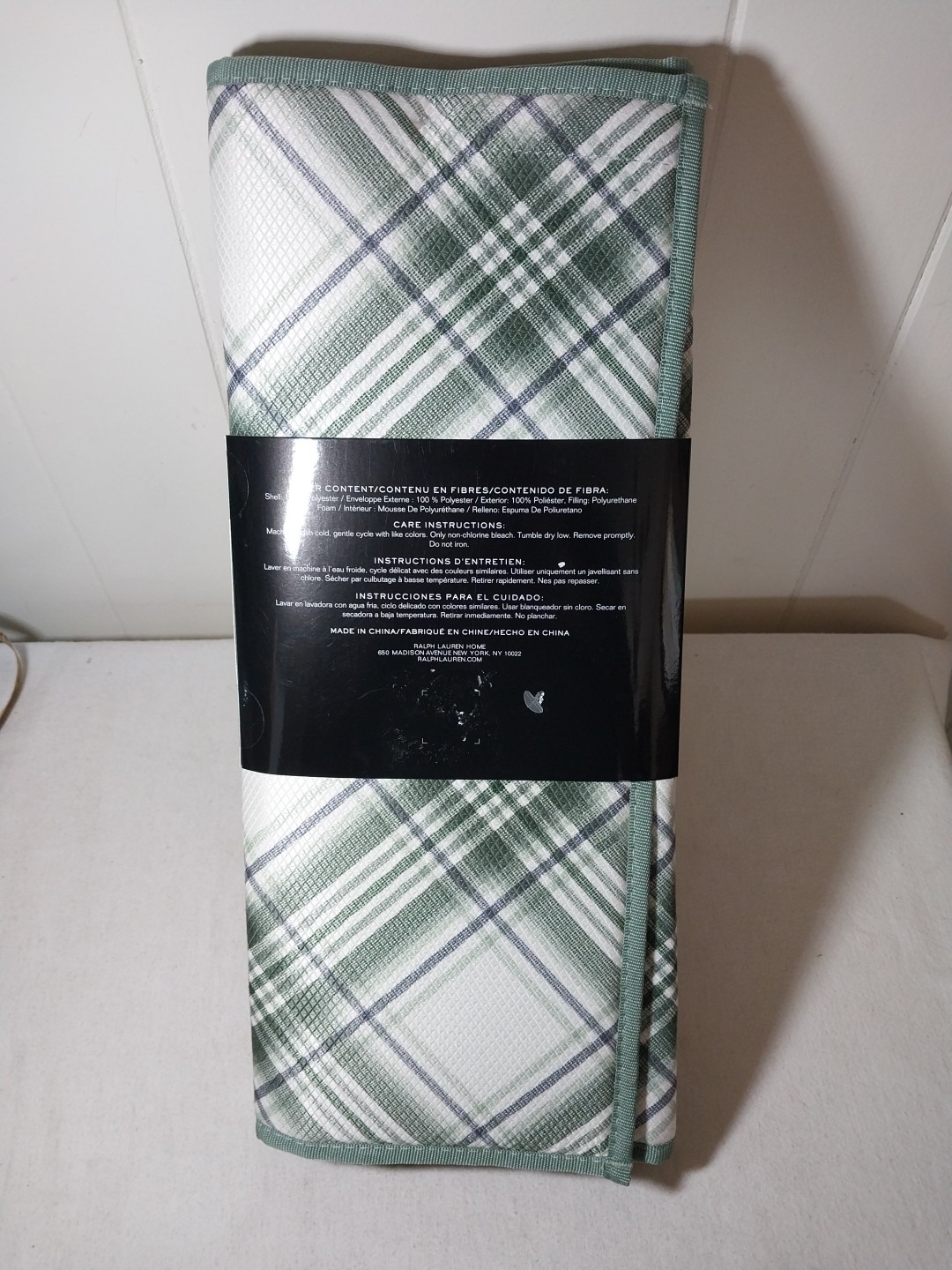 Lauren Ralph Lauren 2 Green White Plaid Reversible Dish Drying Mats 16"x22"