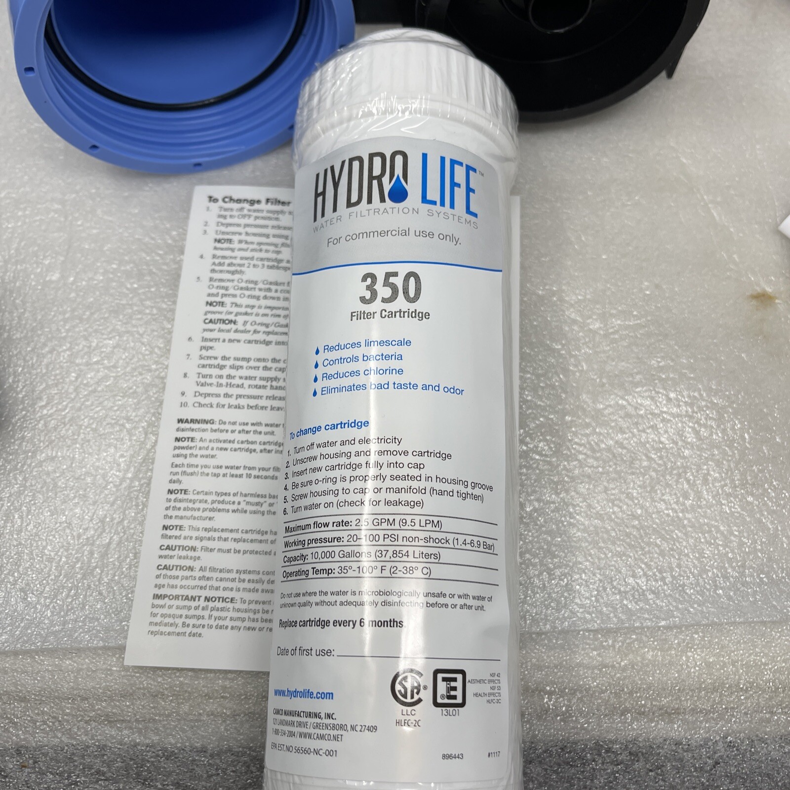 Camco Hydro Life HLC 300 Kit, 350 Water Filter Cartridge Processor, Ice Machine