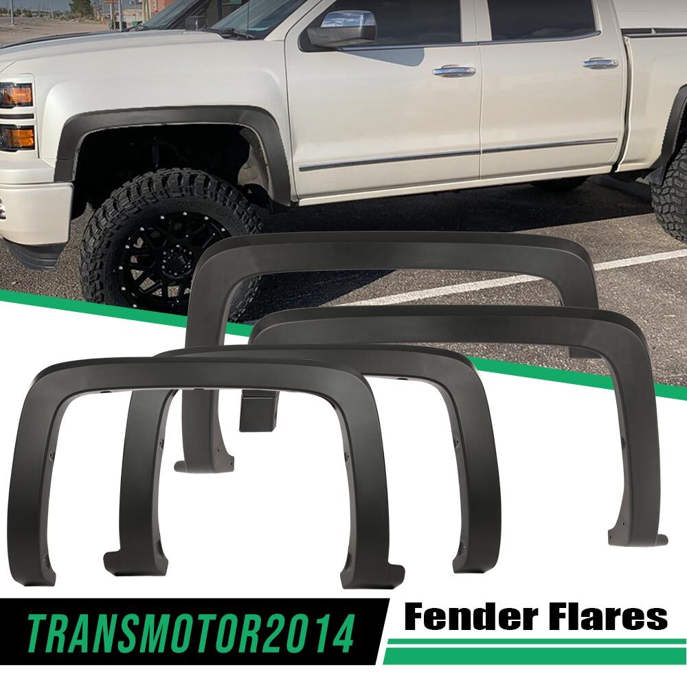 4Pc Factory Style Fender Flares Fit For 2014-2019 Chevy Silverado 1500 2500 3500