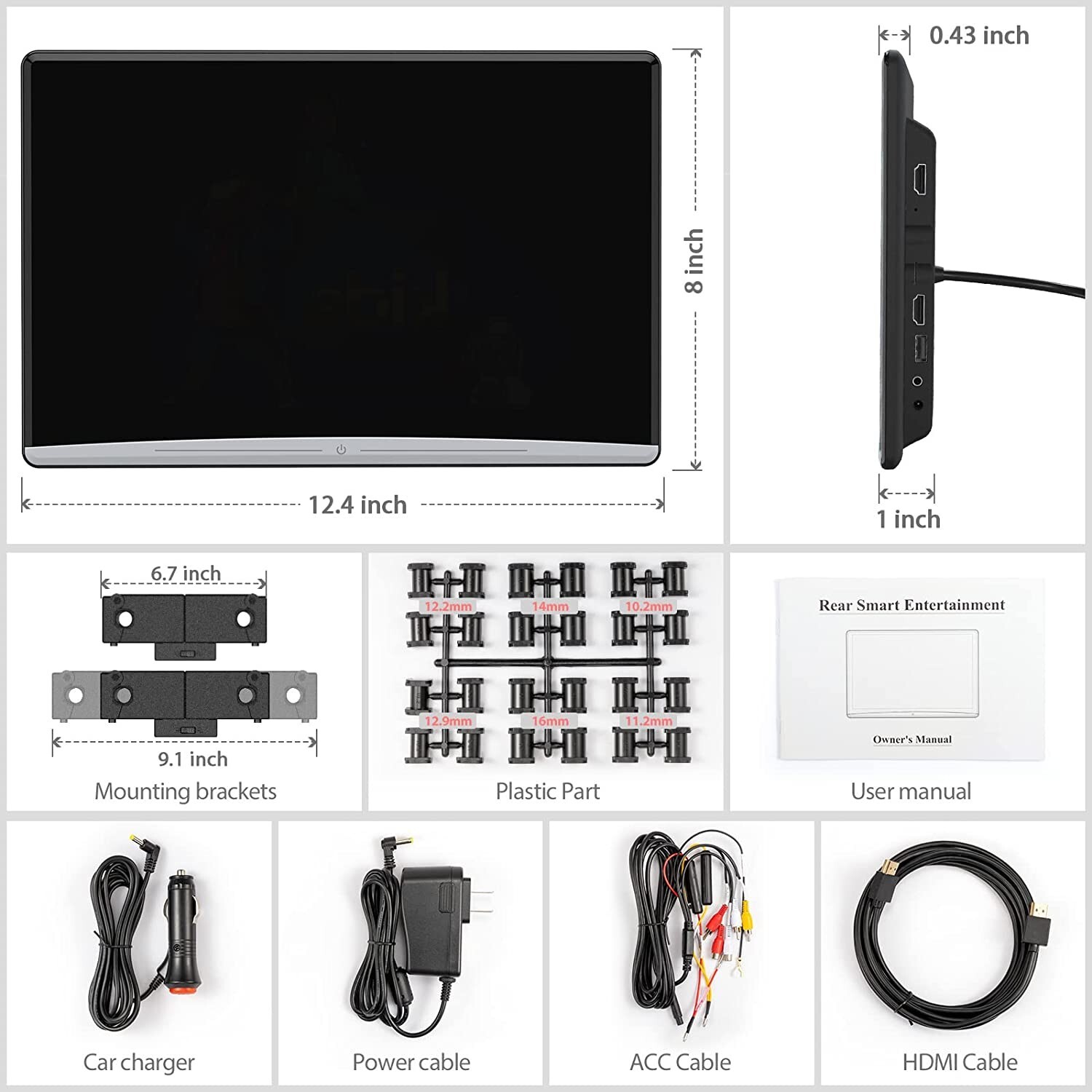 13.3 Inch Car Headrest Video Player with WiFi, Android 10.0, 4K,Netflix,YouTube