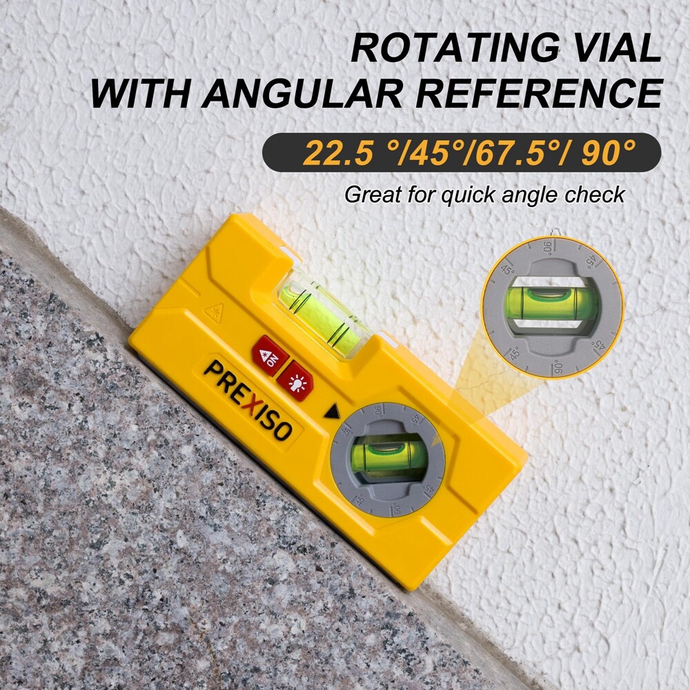 PREXISO 2-in-1 Line Laser Level 30 Ft Laser Line Leveler Tool Mini Torpedo Level