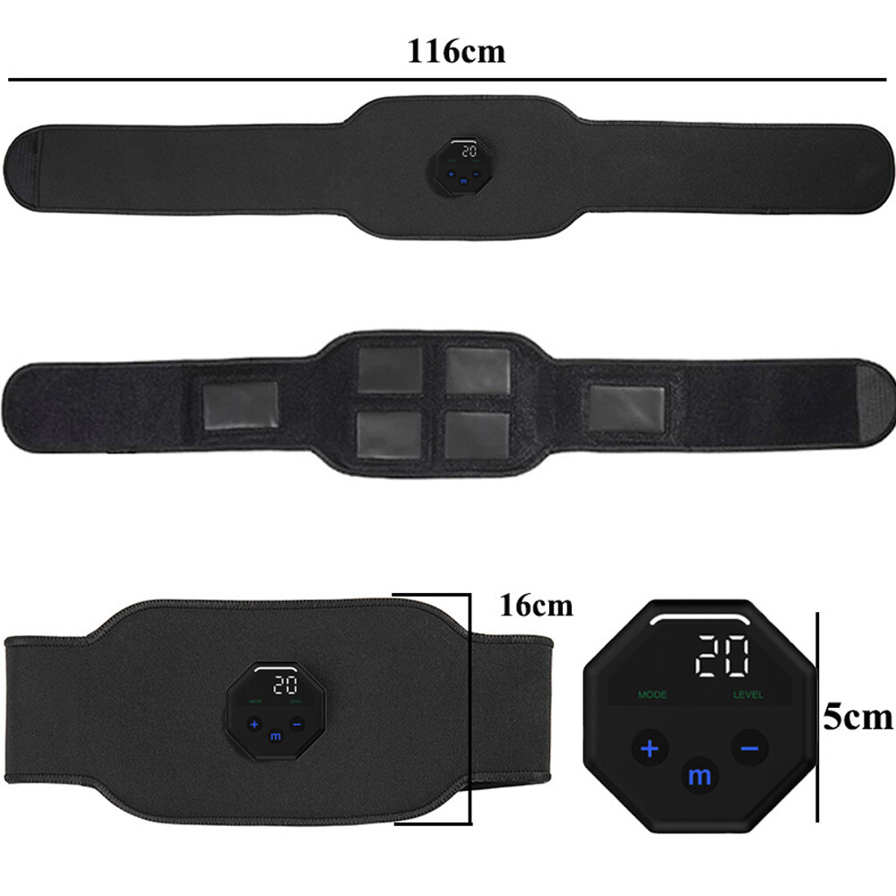 Muscle Stimulator EMS Ab Trainer Tens Men Portable Stimulater Abs Massager Black