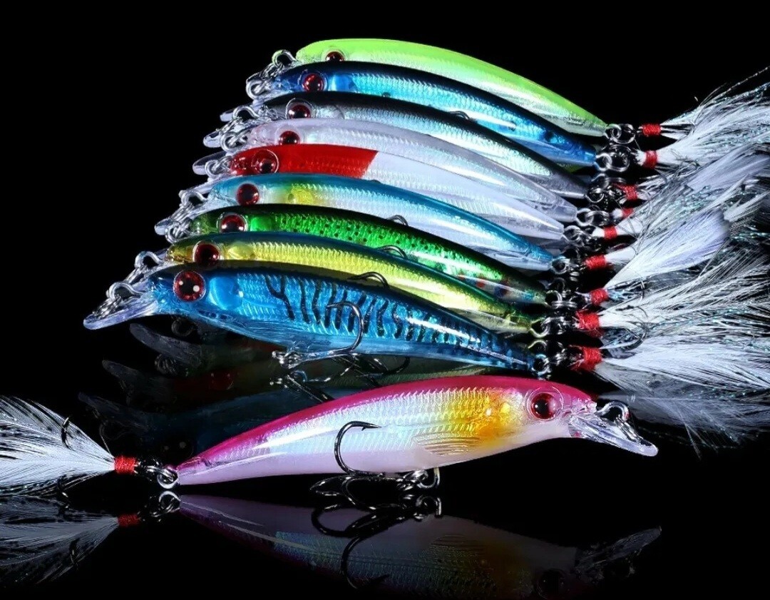 10 pcs Hard Minnow Fishing Baits Bass Lures Crankbait Tackle Wobbler New Lot