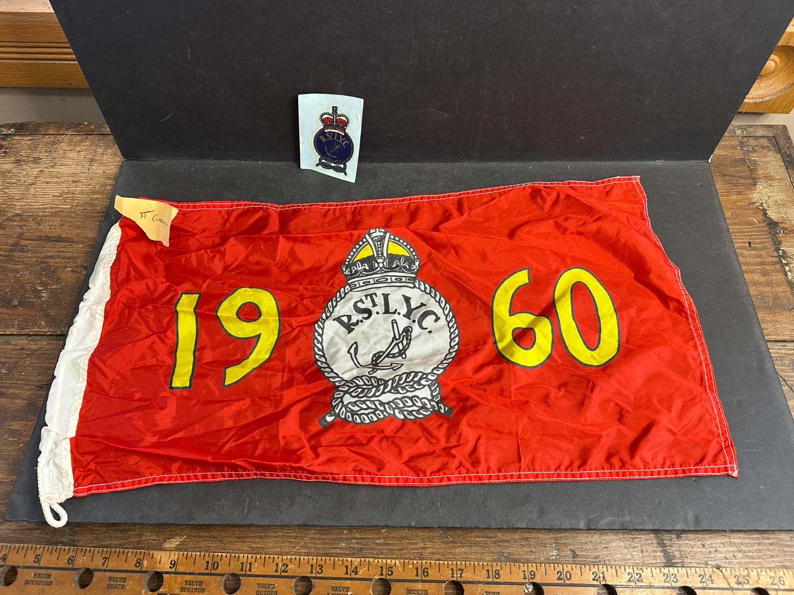 Vintage 1960 Royal St. Lawrence Yacht Club Burgee, Flag, & Decal, Dorval Quebec