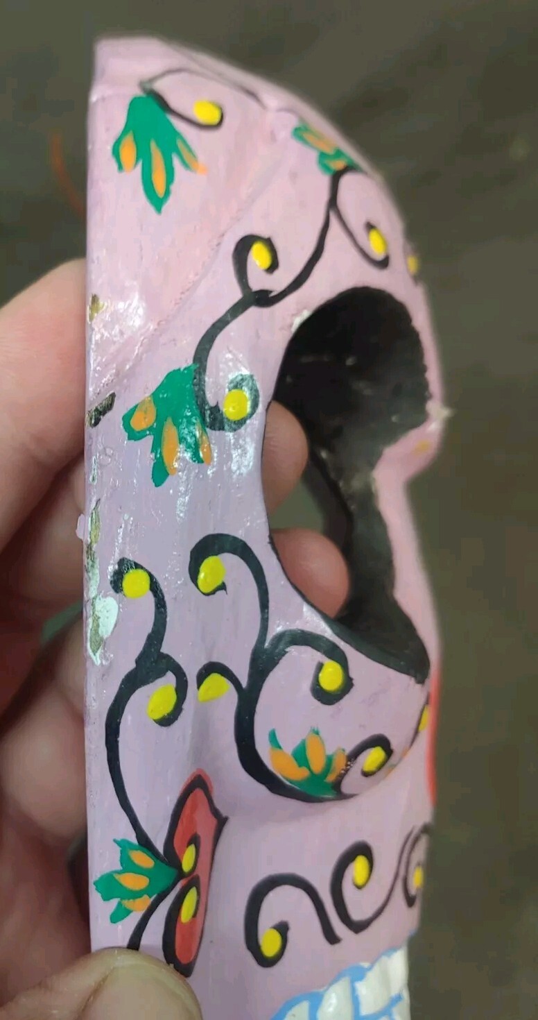 Hand Painted Carved Wall Hanging Sugar Skull Mask Day Of The Dead