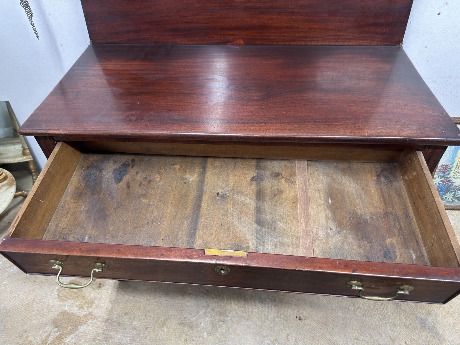 Antique PA chippendale 18th mahogany hall console card game table stand 1780