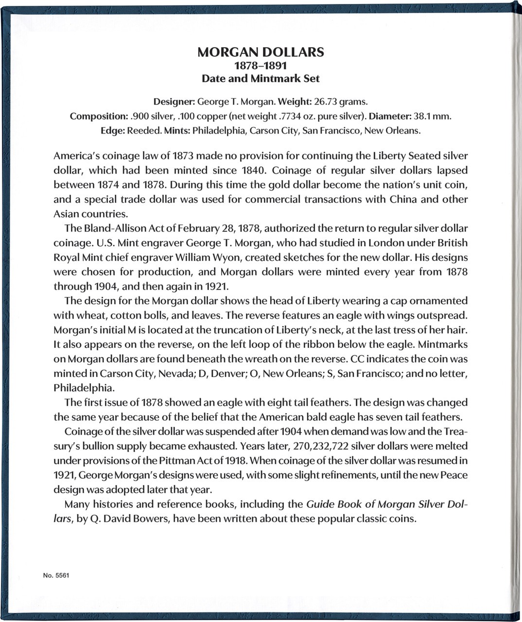 Whitman Prestige™ Coin Album - Morgan Dollars: 1878-1891 Date & Mintmark Set