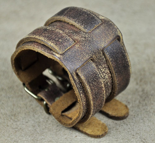 Classic Vintage Men's Double Layers Wide Leather Bracelet Wristband Cuff Brown Y