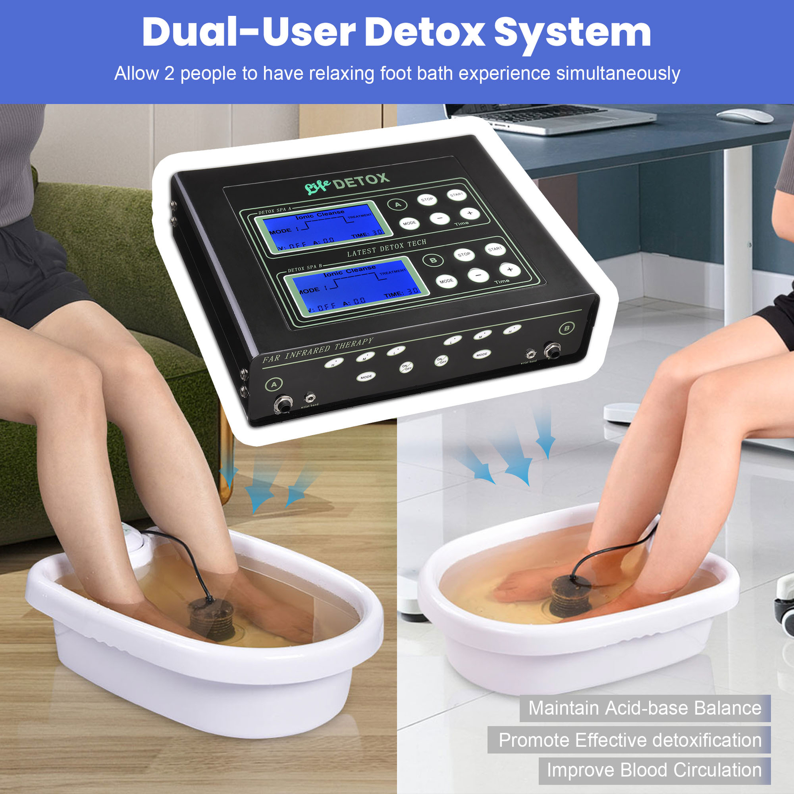 Ionic Detox Foot Bath Spa Machine Dual User w/Case Ion Ionic Aqua Cleanse Kit