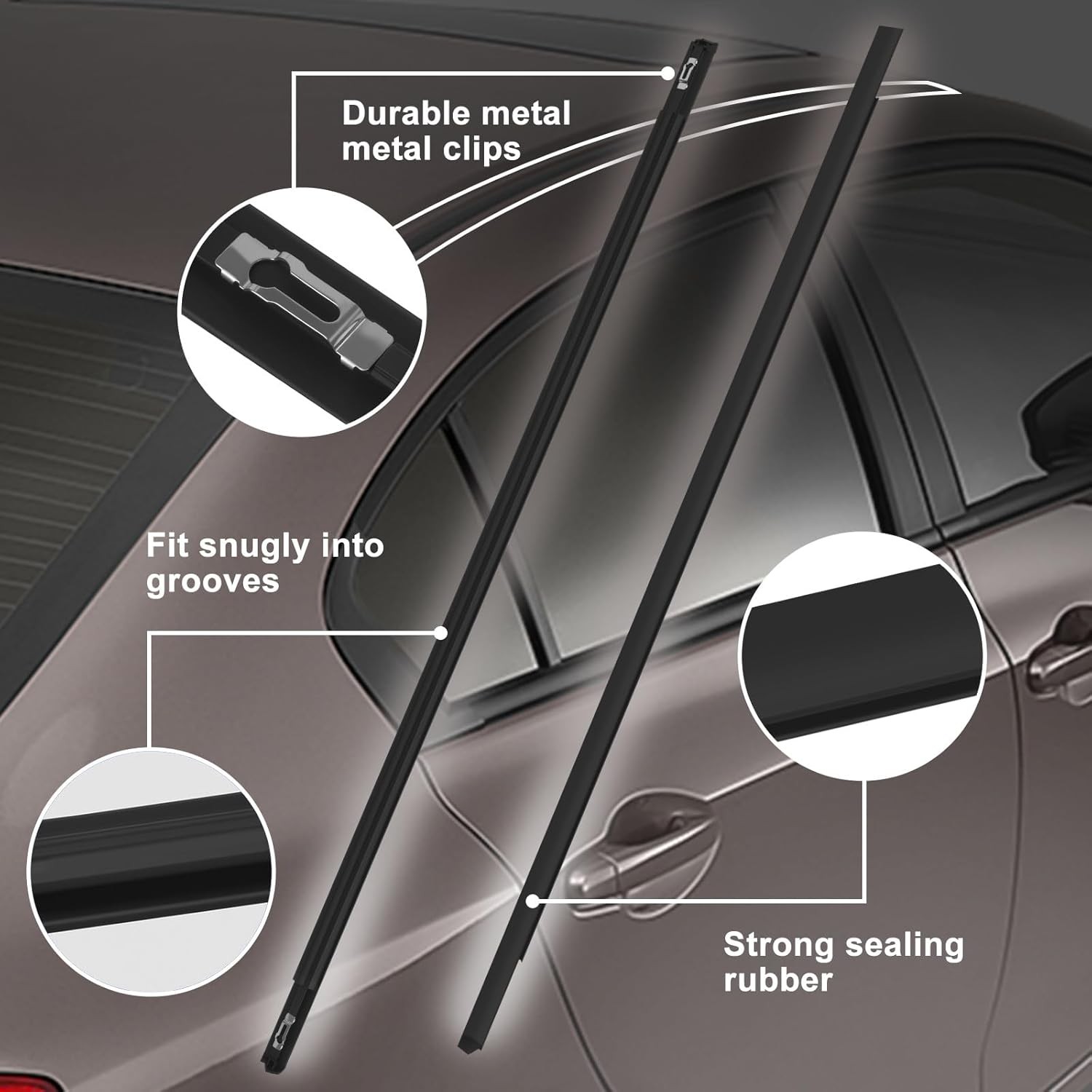 2X For Honda Civic 2012-2015 Black Roof Top Molding Trim Drip Sealing Strip Kit