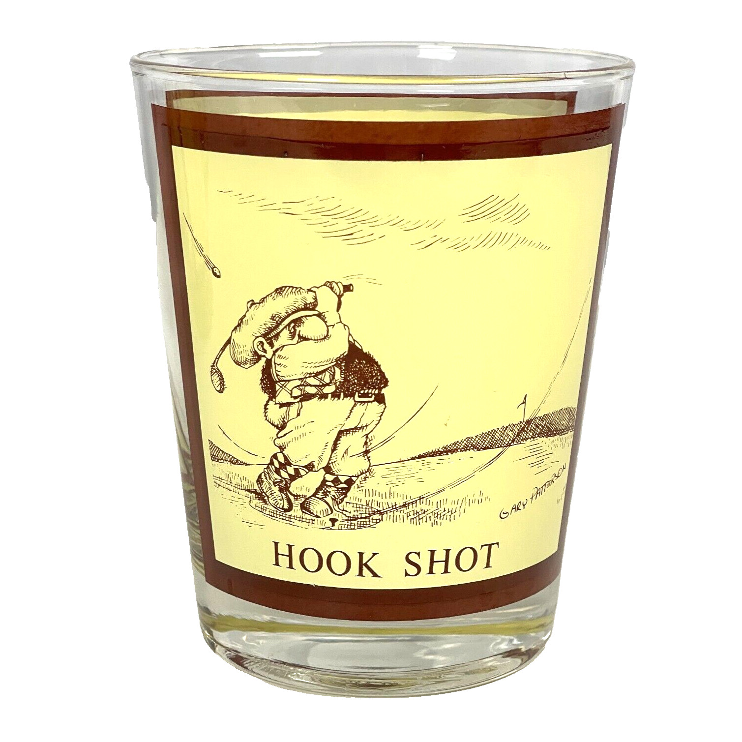 Golf Pro Judgement Hook Shot In Rough 4 Vtg Cocktail Rocks Glass Lot Patterson