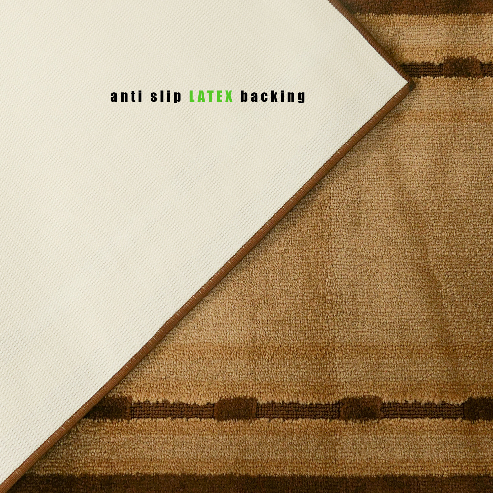 Custom Size Anti Slip Soft Pile Bordered Beige Design Runner Rug 26" Wide