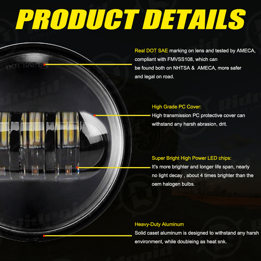 Black 7" LED Headlight & 4.5" Fog Passing Lamps For Harley Davidson Street Glide