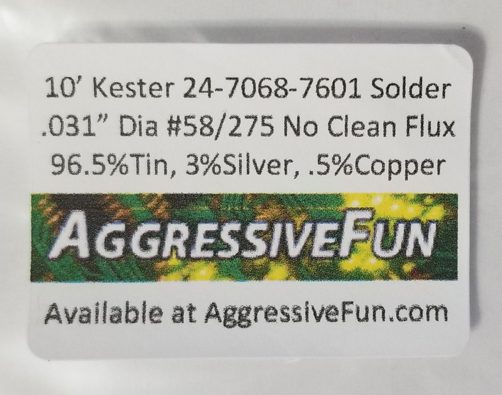 Silver 3% SAC305 Kester Solder LeadFree .031"/.8mm 24-7068-7601 Made in USA 30ft