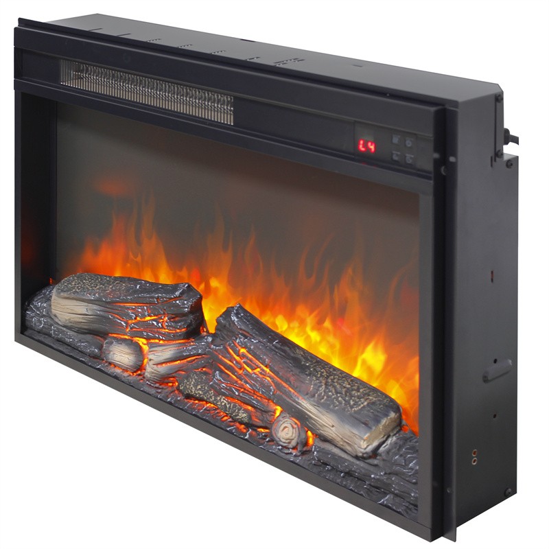 26 inch Electric Fireplace Insert,Ultra Thin Heater w/Log Set & Realistic Flame