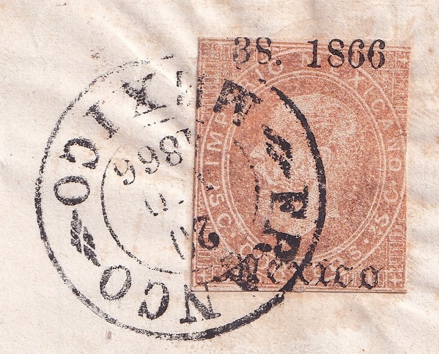 udq01 Mexico 1866 Maximilian Mexico 38-1866 Front Mexico to Guadalajara