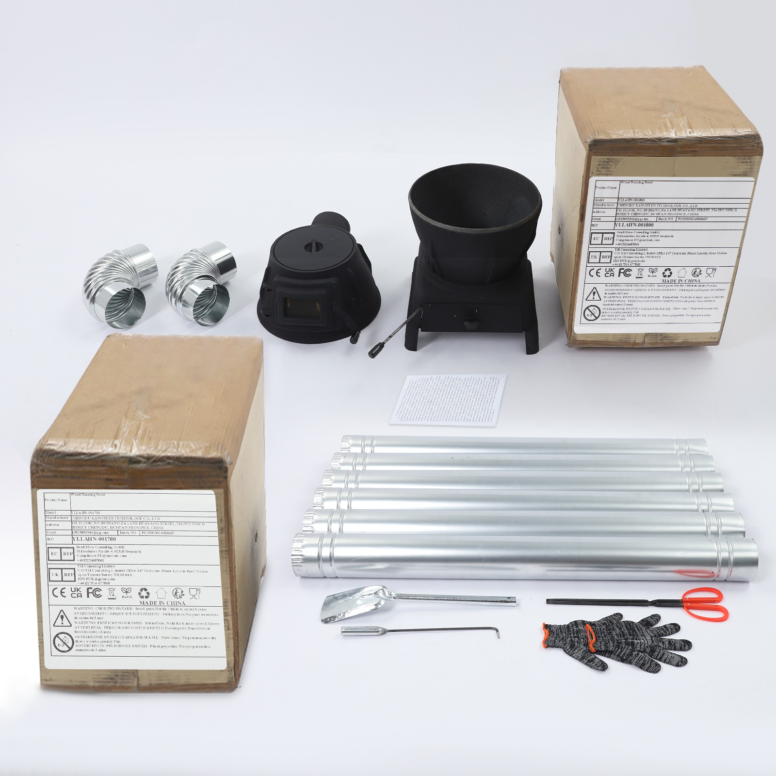 Fireplace Hot Tent Stove Wood Burning Stove Heating Cooking Stove w/Side Window