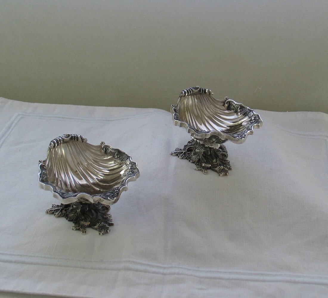 Set of 6 Silver Lamer Shells, suitable for Wedding or Christening