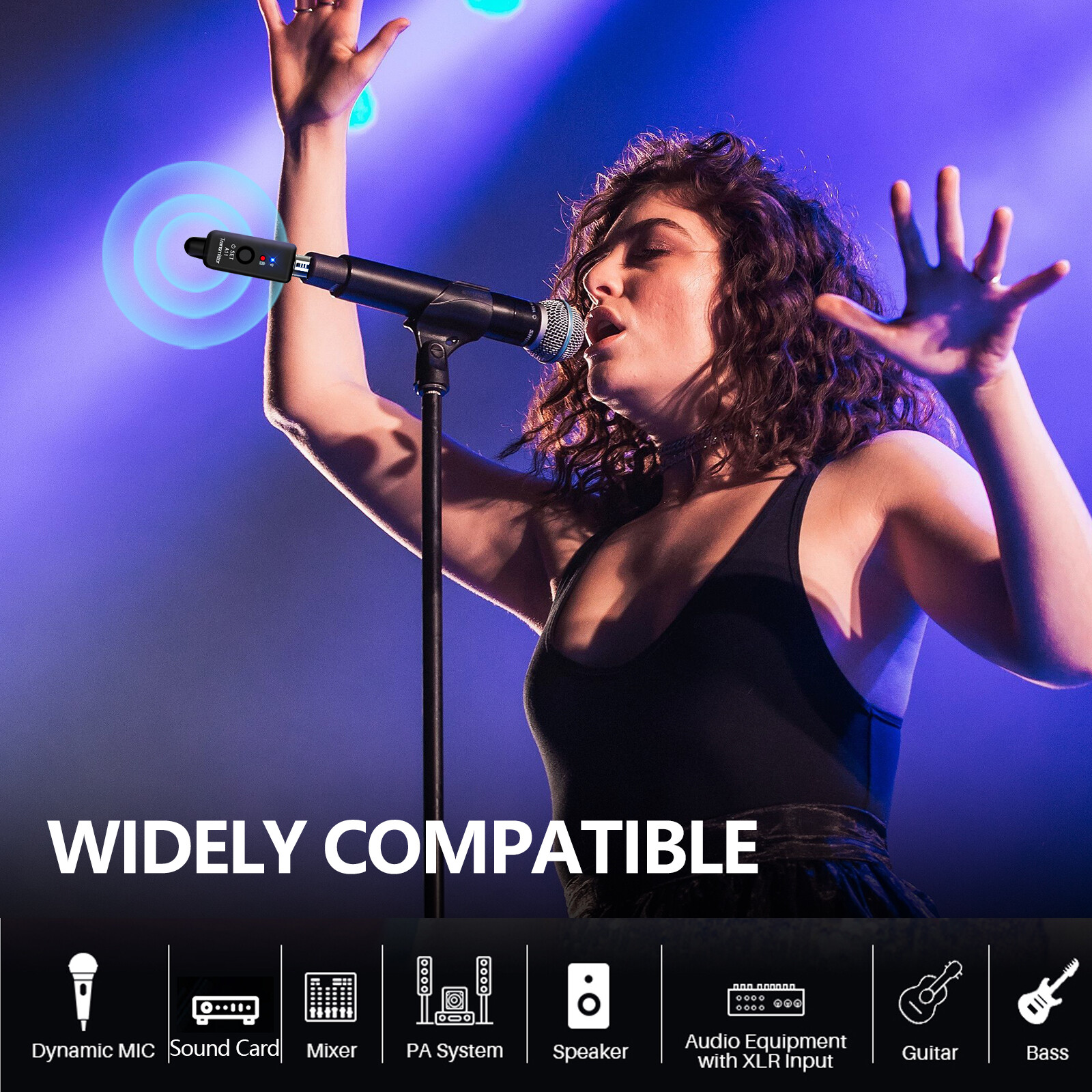 Wireless XLR Microphone System for Dynamic Microphone PA System and Audio Mixer