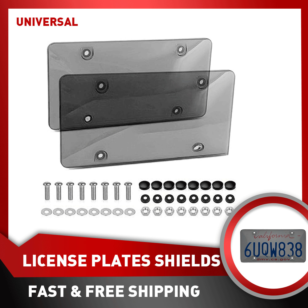 BLACK LICENSE NUMBER PLATE DECOR TRIM FLAT 2 PLASTIC TAG PROTECTOR FRONT REAR