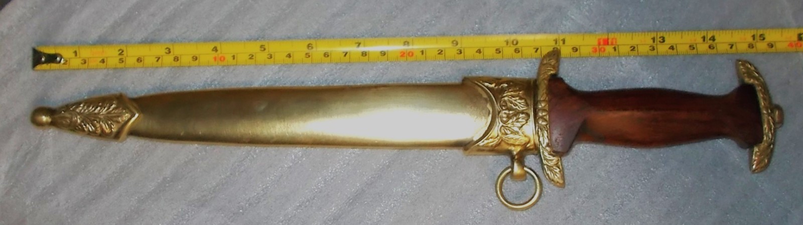 RARE? Vtg Brass or Copper Sheath & Double Edged Dagger Knife Hand Engraved INDIA