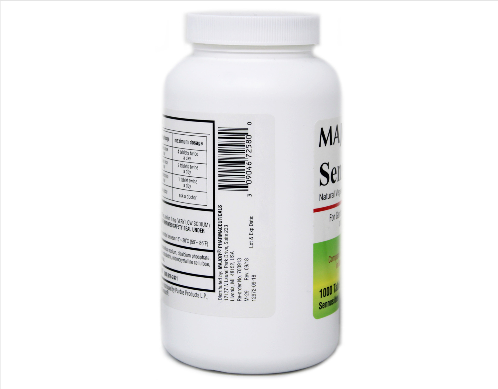 Major Pharmaceuticals Senna Vegetable Laxative Tablets, 1000 ct.