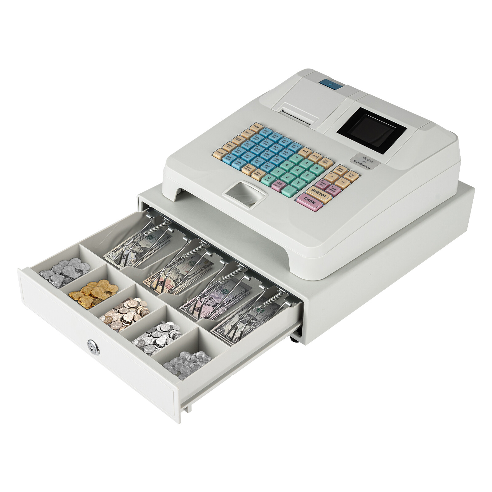 Electronic Cash Register with 48 Keys, LCD Display & Secure Drawer