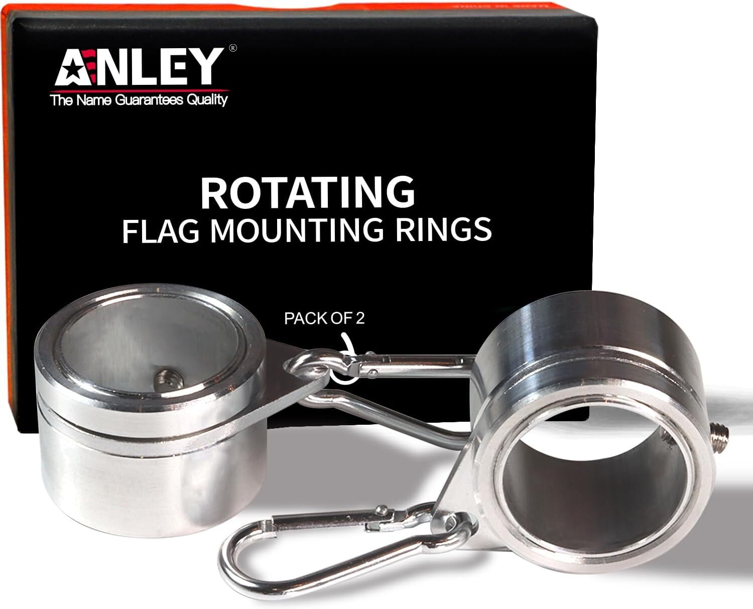 2pcs 1.25" Aluminum Flag Pole Mounting Rings Anti Wrap 360° Rotatable Rings
